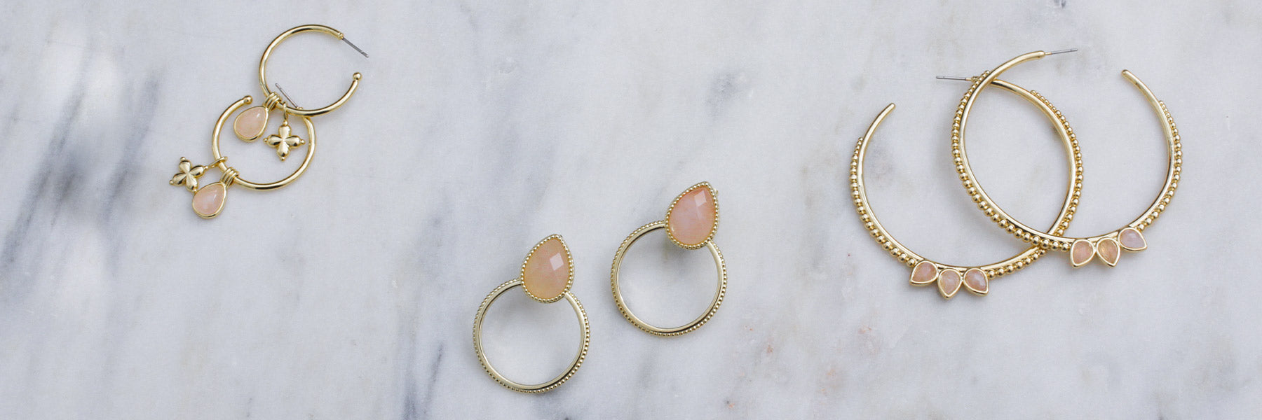 Boucles d'oreilles Quartz Rose